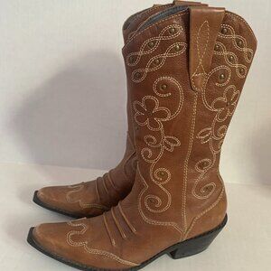MATISSE Leather Pointed Toe Cowboy Western Brown Boots Womens Size 7.5 Stitched